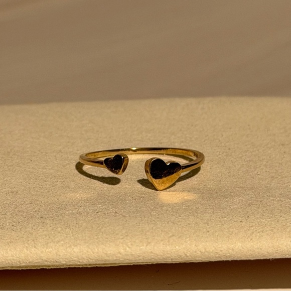 14K Real Gold Heart Open Ring - Gold Heart Accent Women’s Ring